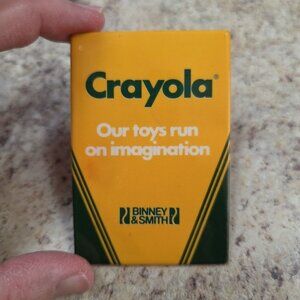 Vintage Crayola Hat Pin Jacket Pin back "Our Toys Run On Imagination " 90’s